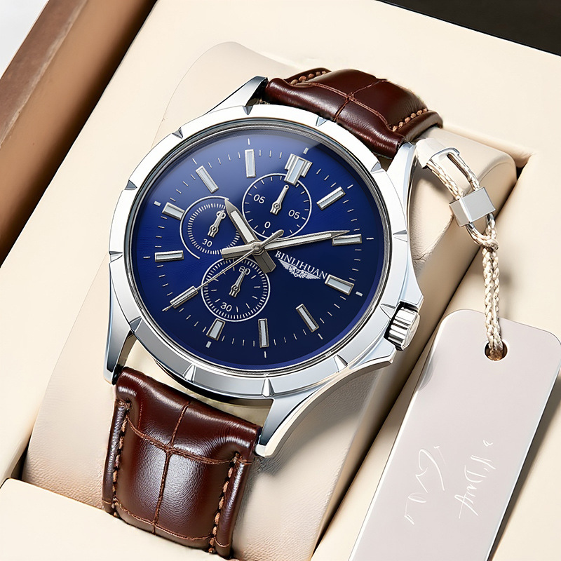 Men Chronograph Quartz Watch,  - đánh giá và giá Leather Watch Band Men